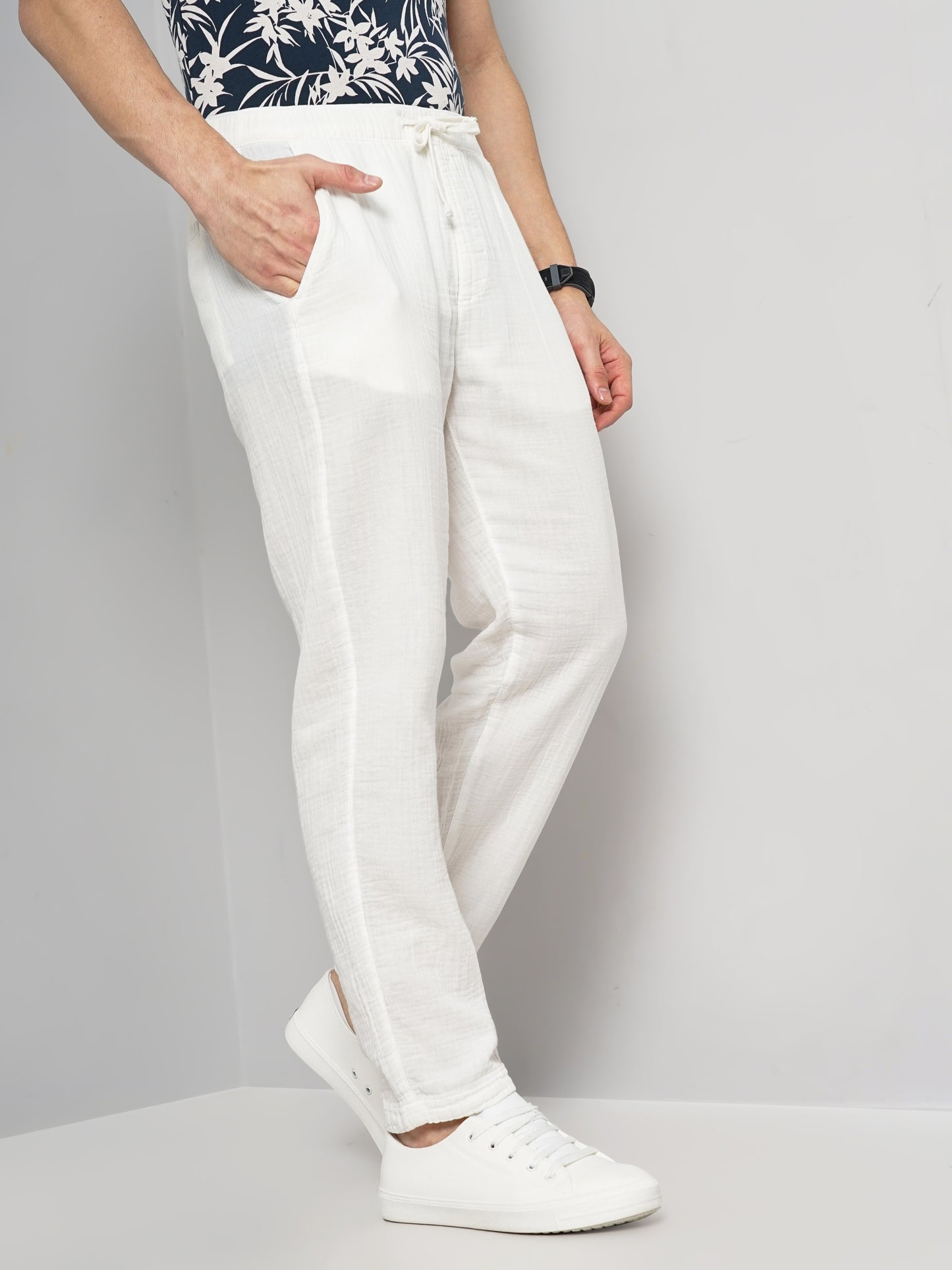 White Slim Fit Trousers