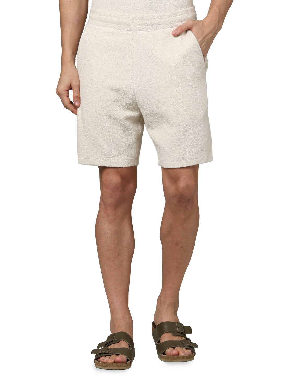 Celio* Men Beige Solid Straight Fit Cotton Shorts