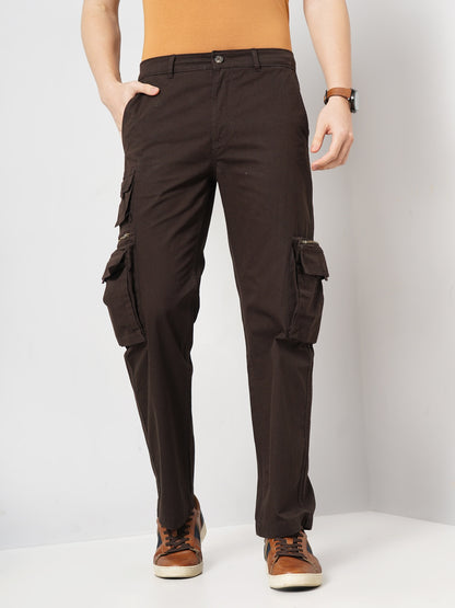 Brown Straight Fit Trousers