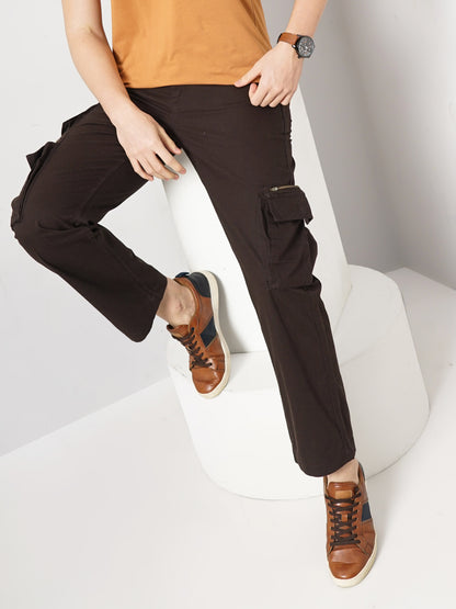 Brown Straight Fit Trousers