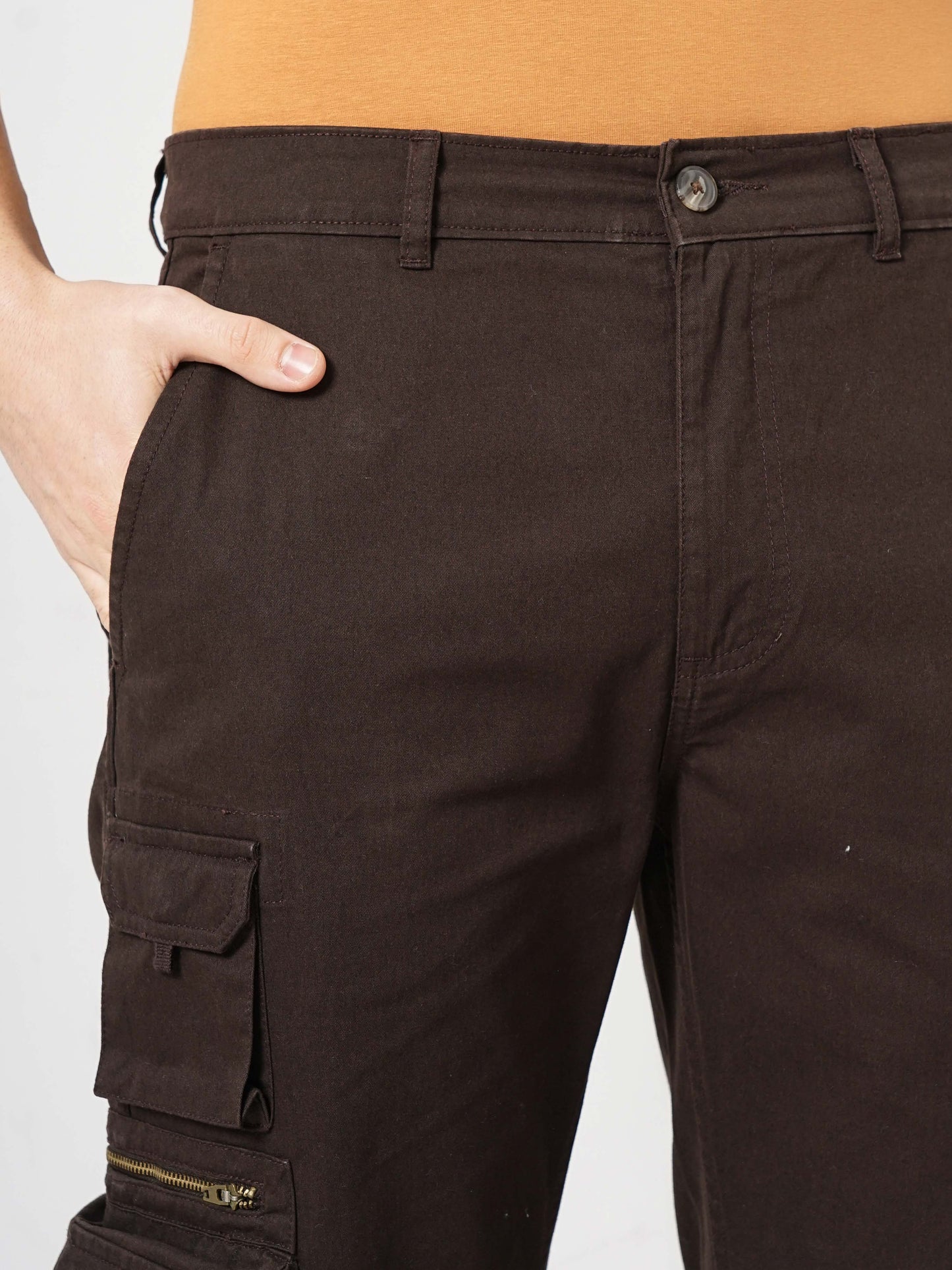 Brown Straight Fit Trousers