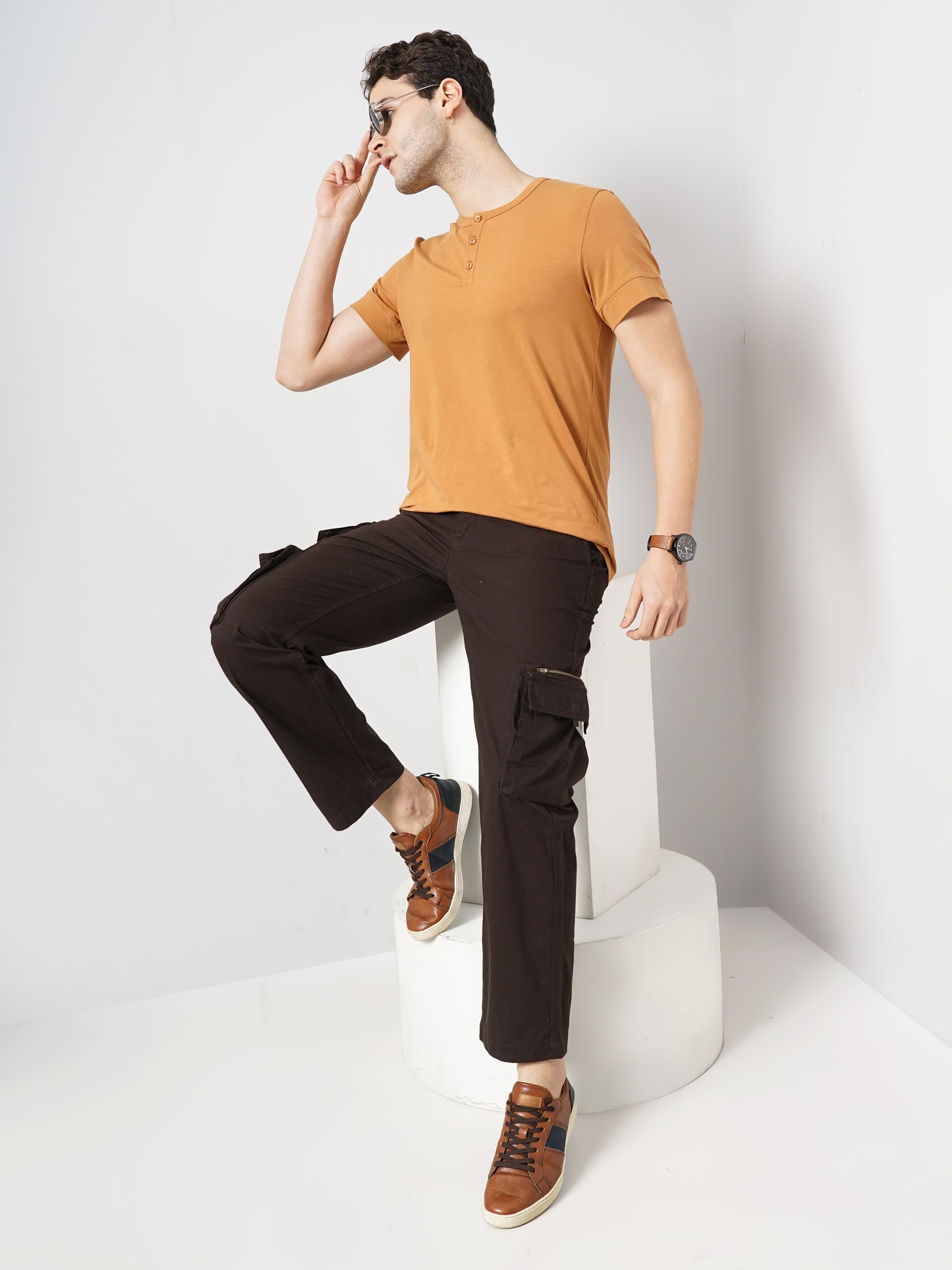 Brown Straight Fit Trousers