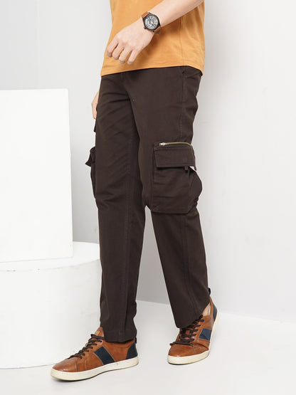 Brown Straight Fit Trousers