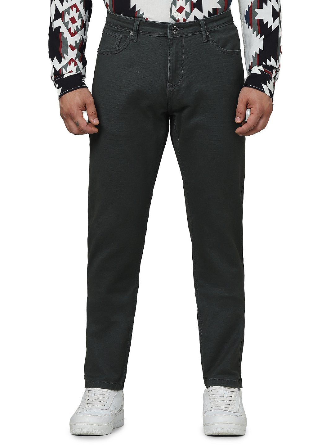 Celio Men Olive Solid Slim Fit Cotton Jeans