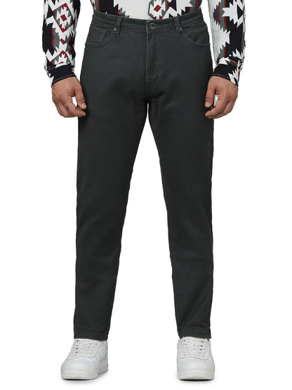 Celio Men Olive Solid Slim Fit Cotton Jeans