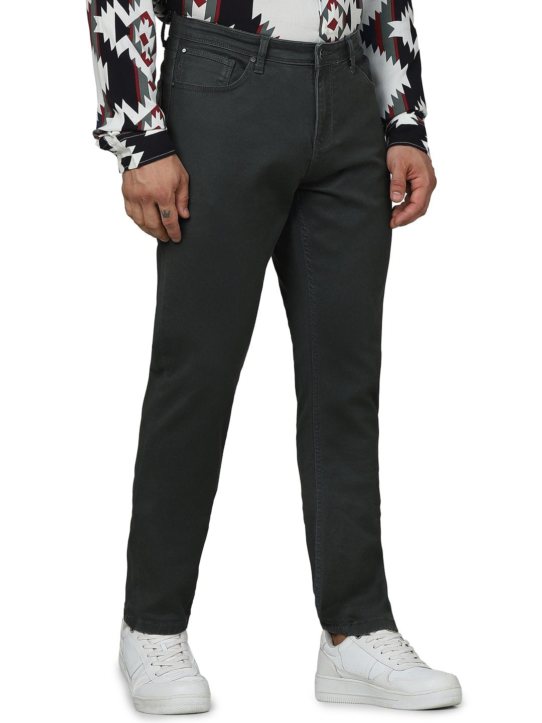 Celio Men Olive Solid Slim Fit Cotton Jeans