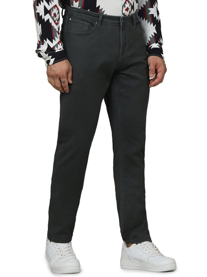 Celio Men Olive Solid Slim Fit Cotton Jeans