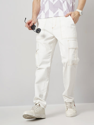 Celio* Cotton Loose Fit Beige Trouser