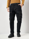 Celio* Cotton Loose Fit Black Trouser