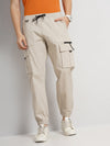 Celio* Cotton Loose Fit Beige Trouser