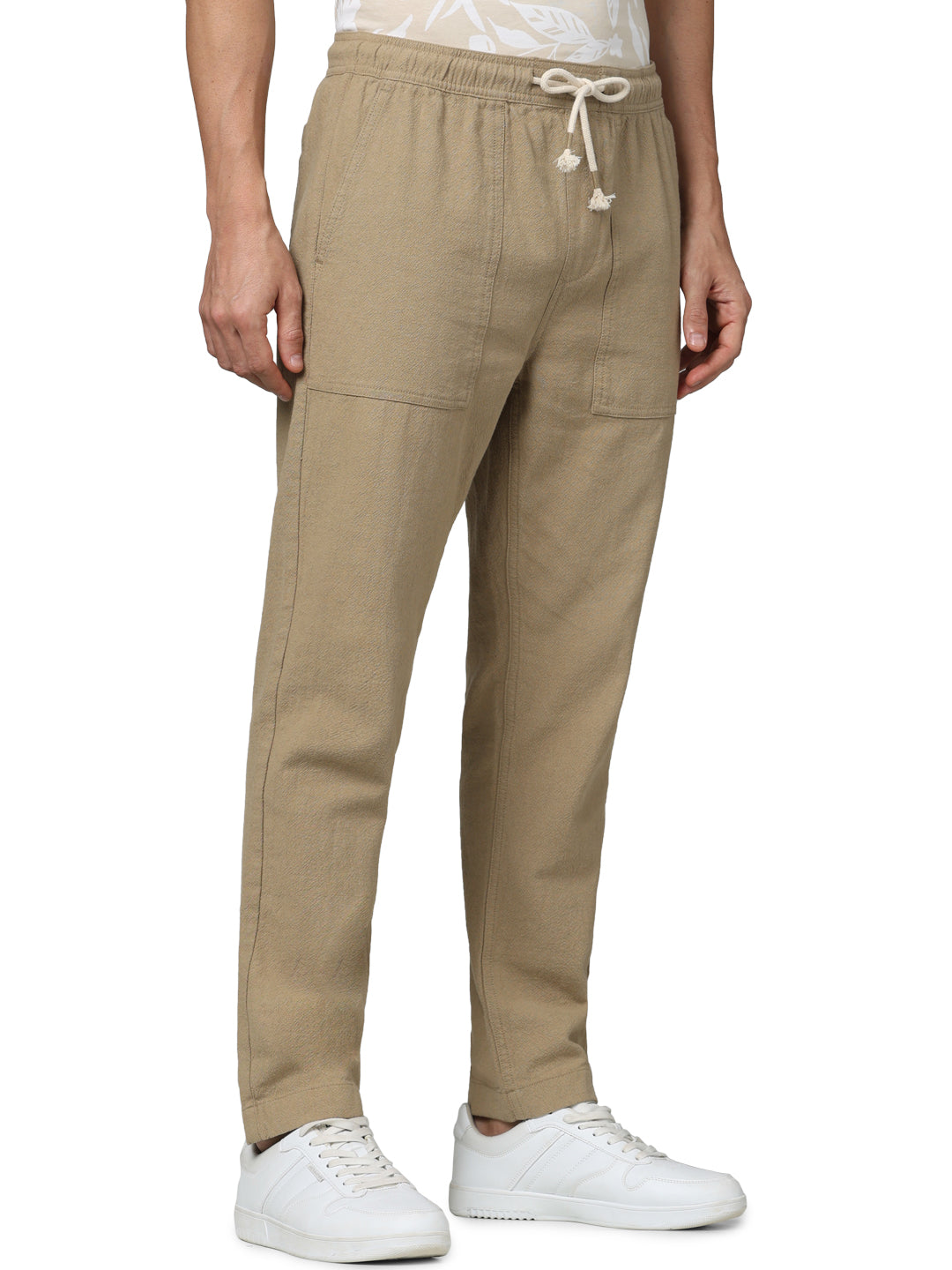 Beige Regular Fit Trousers