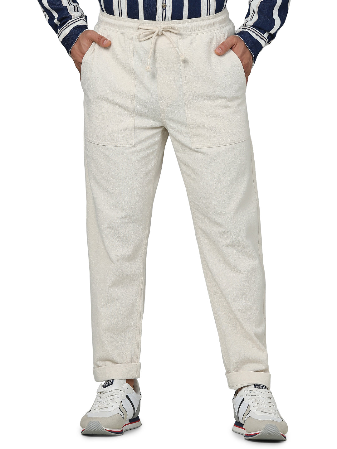 Beige Regular Fit Trousers