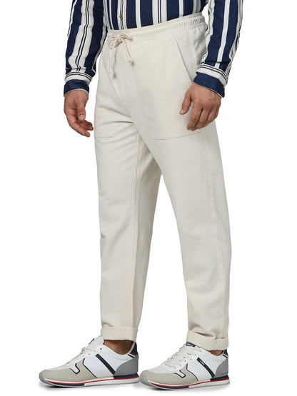 Beige Regular Fit Trousers