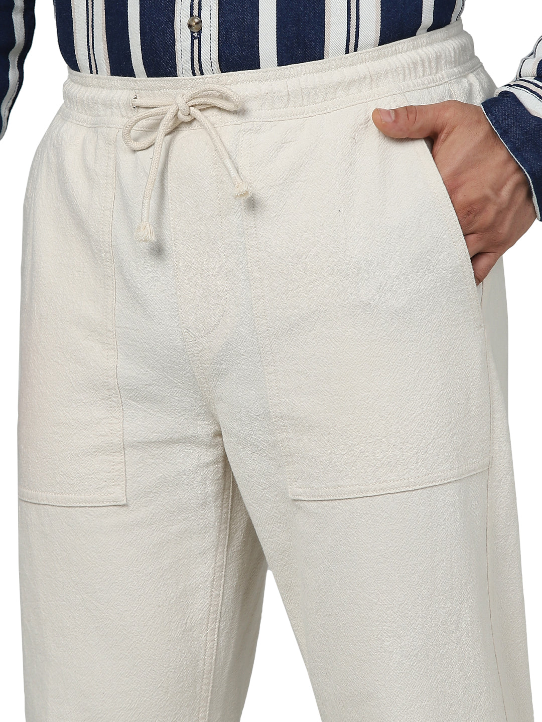 Beige Regular Fit Trousers