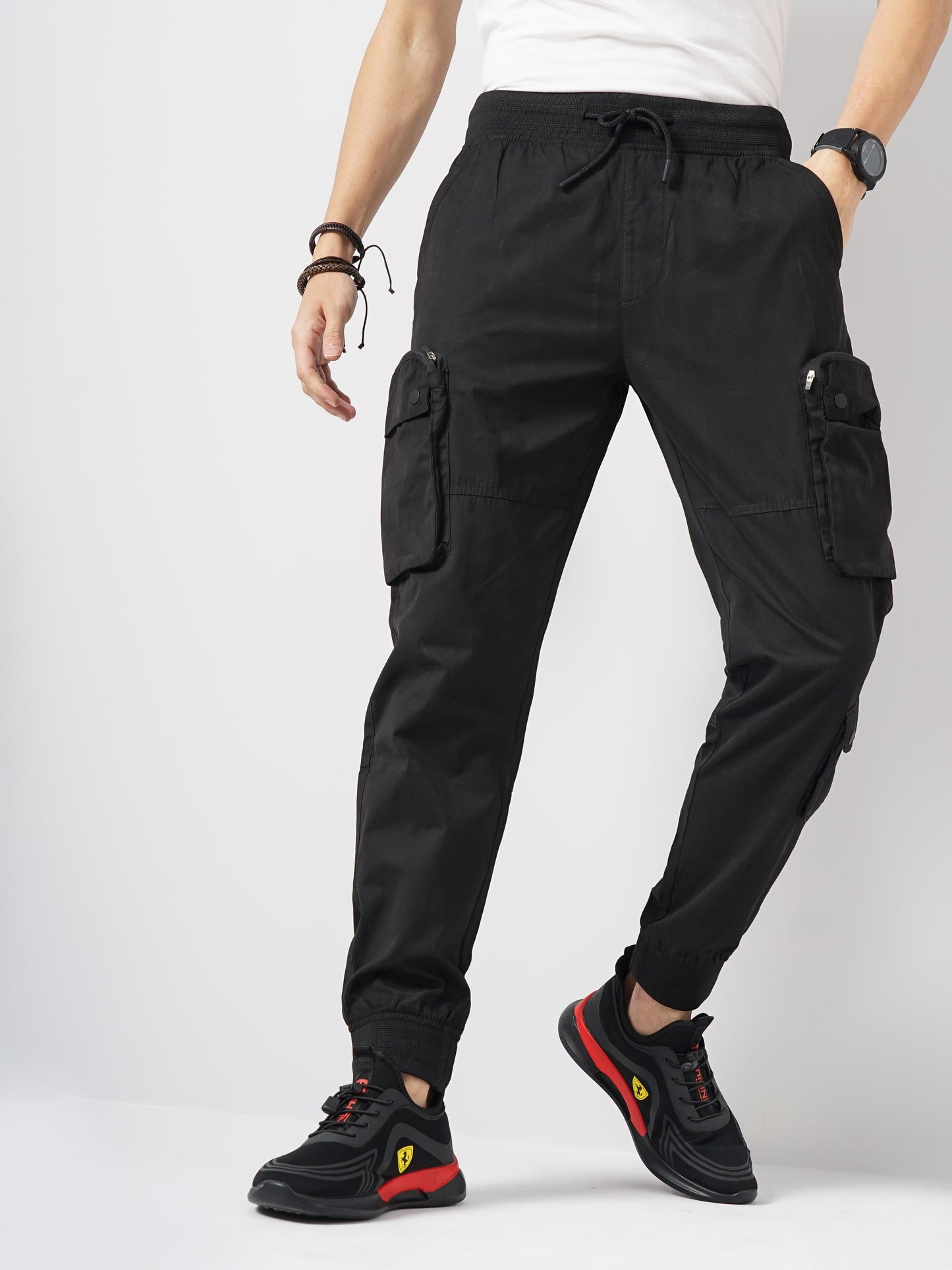 Black Regular Fit Cargos