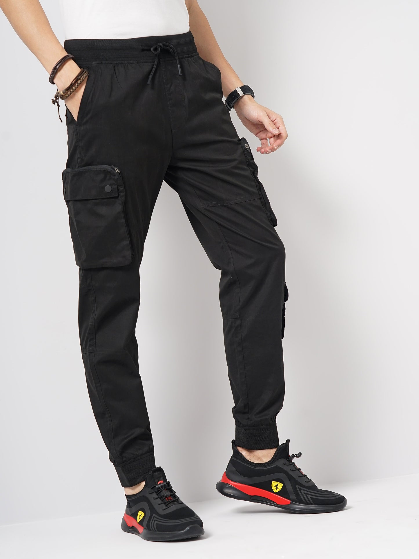 Black Regular Fit Cargos