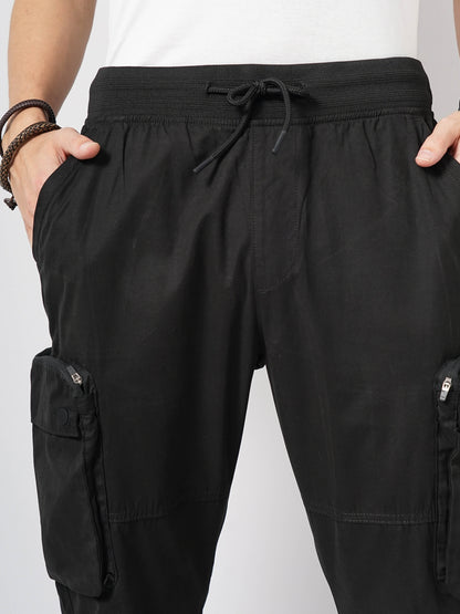 Black Regular Fit Cargos