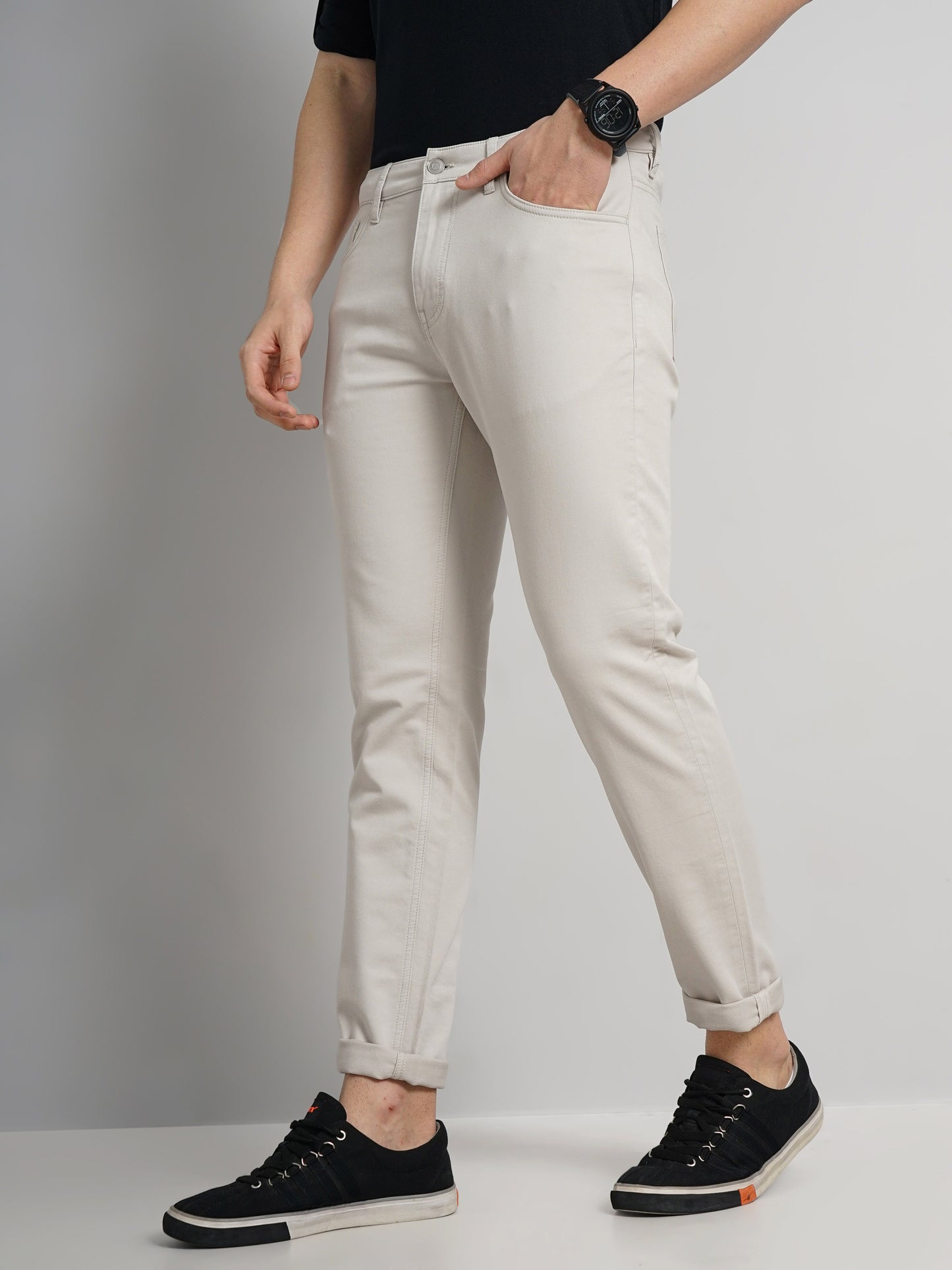 Beige Slim Fit Trousers