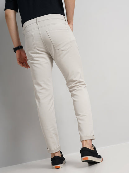 Beige Slim Fit Trousers