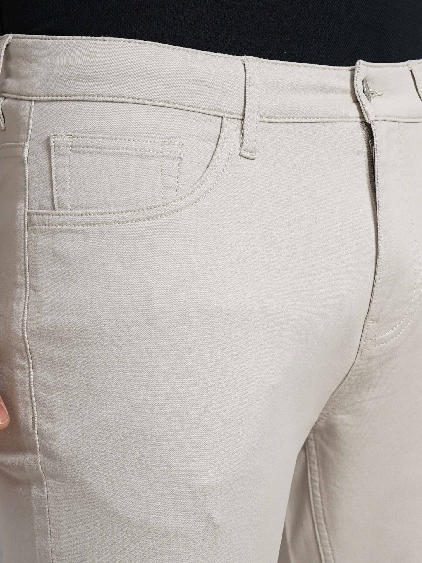 Beige Slim Fit Trousers