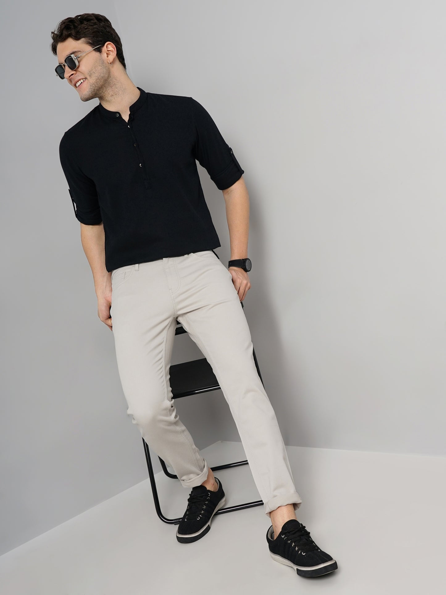 Beige Slim Fit Trousers