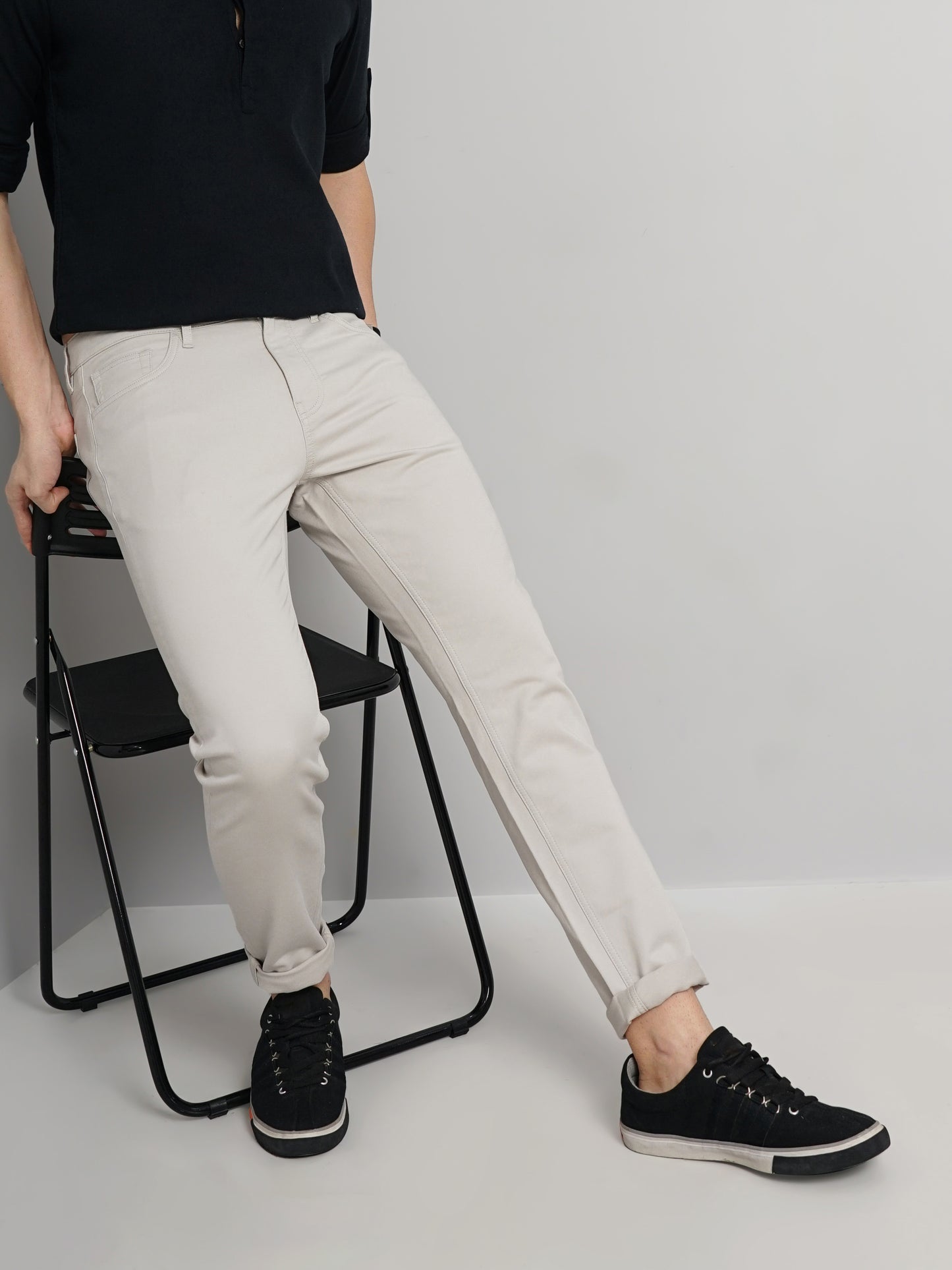 Beige Slim Fit Trousers