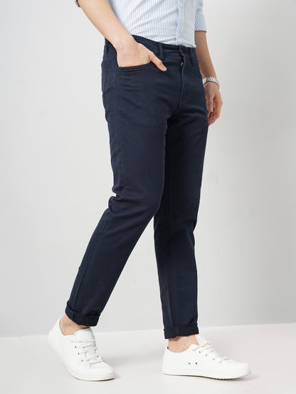 Navy Blue Slim Fit Trousers