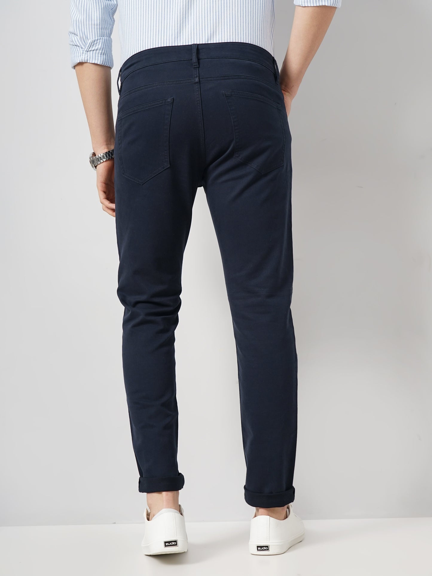 Navy Blue Slim Fit Trousers