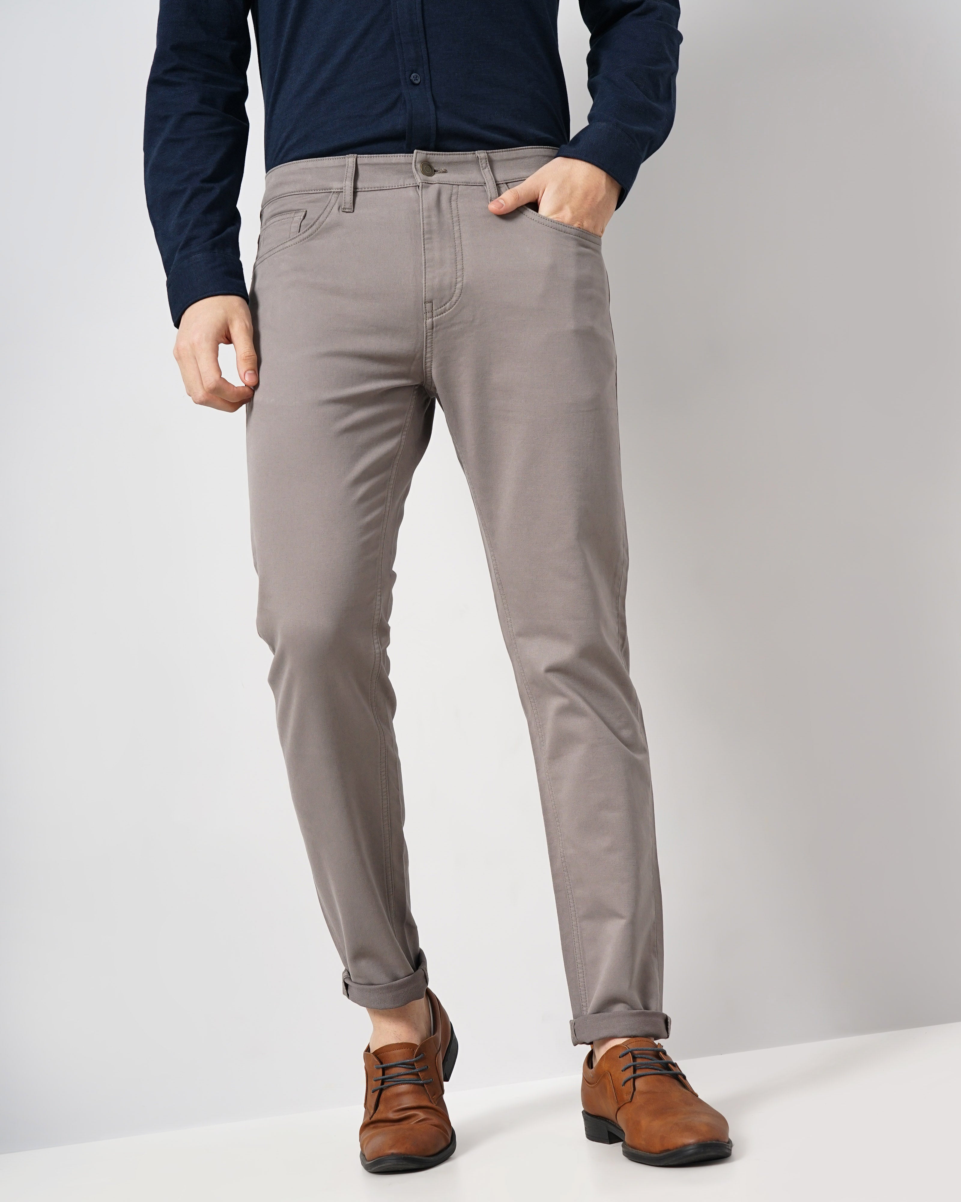 Taupe Slim Fit Trousers