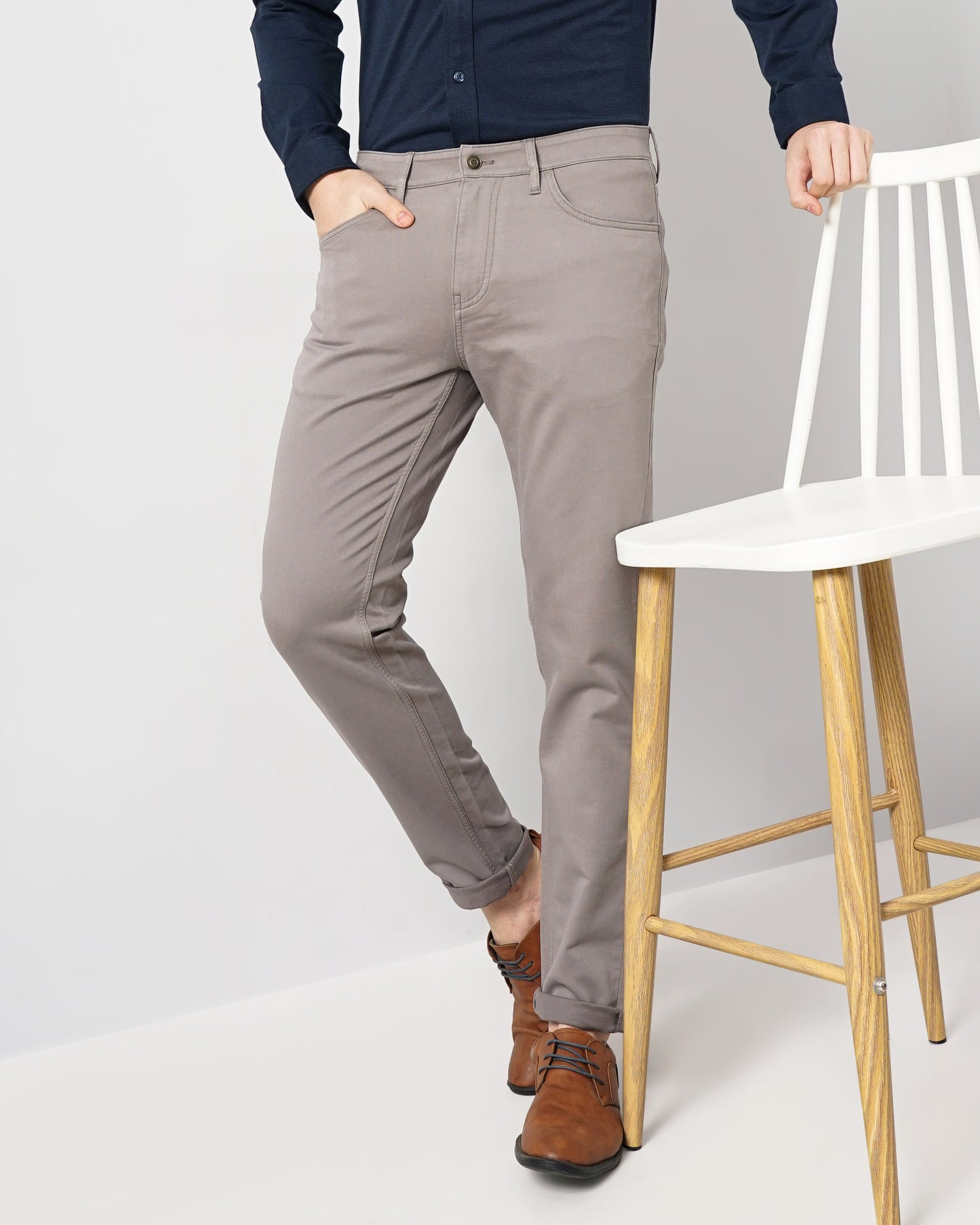 Taupe Slim Fit Trousers