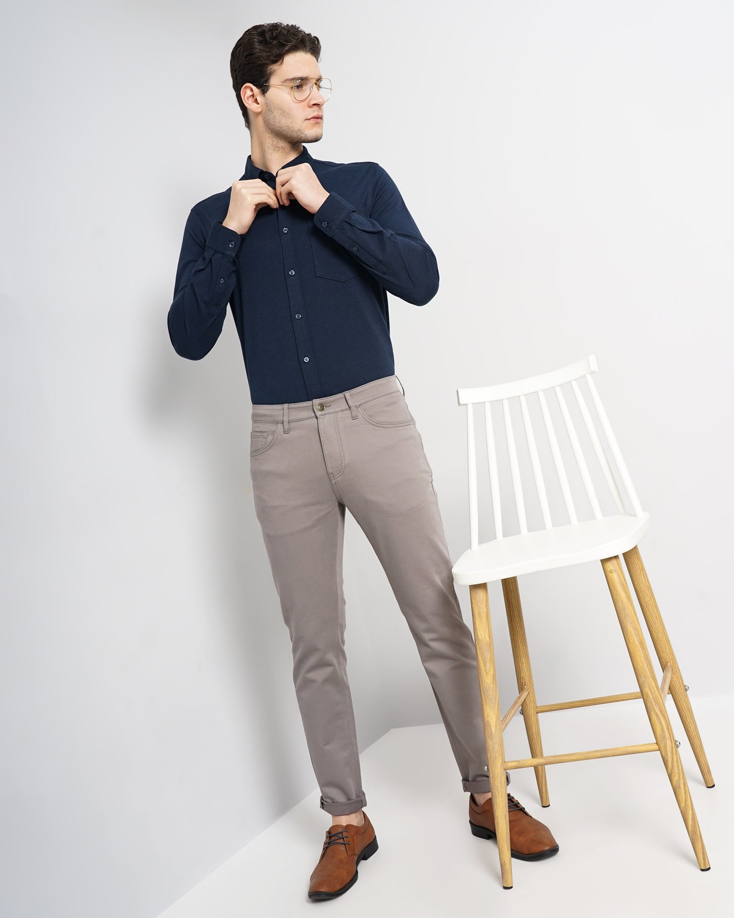 Taupe Slim Fit Trousers