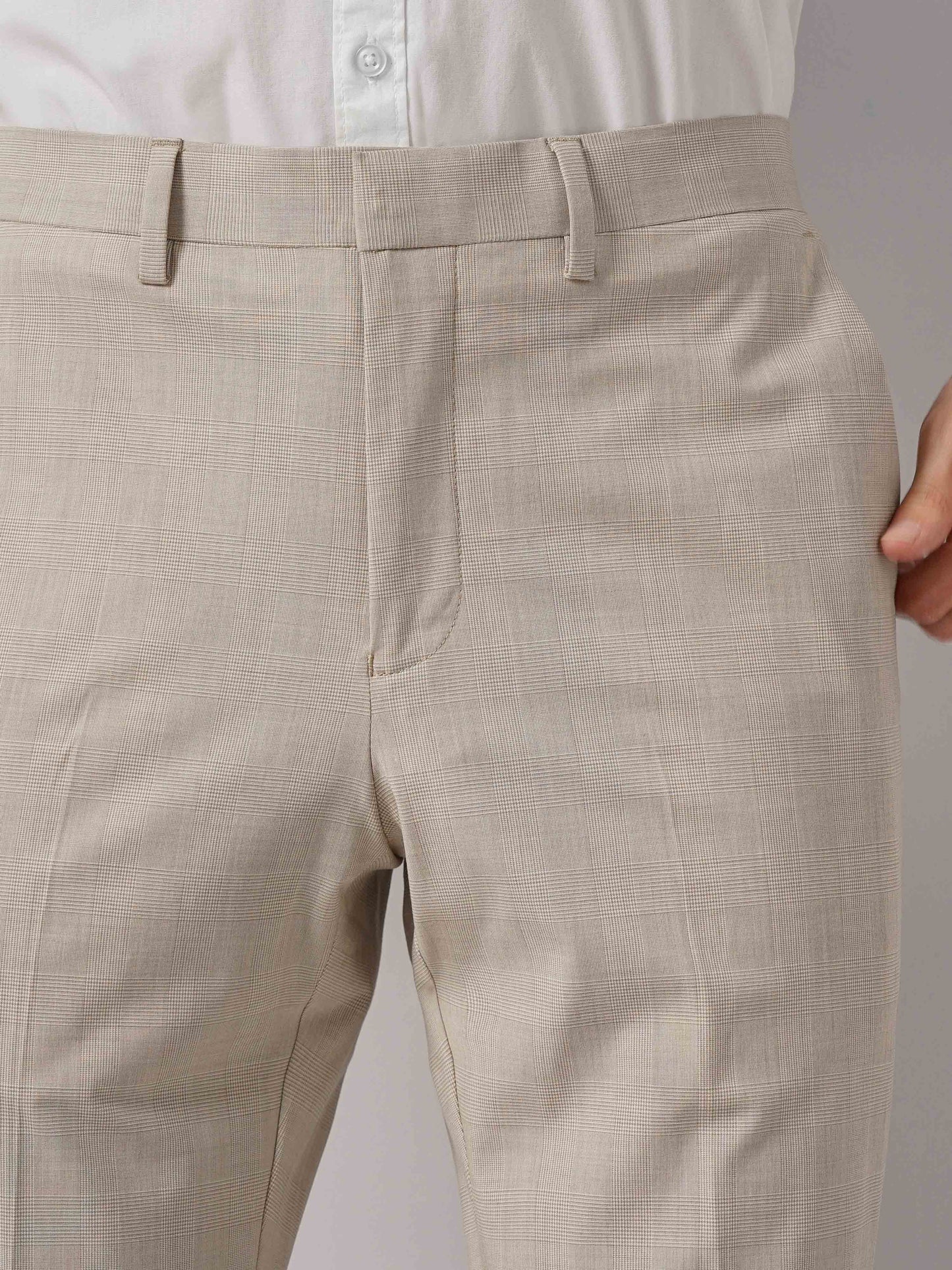 Beige Regular Fit Trousers