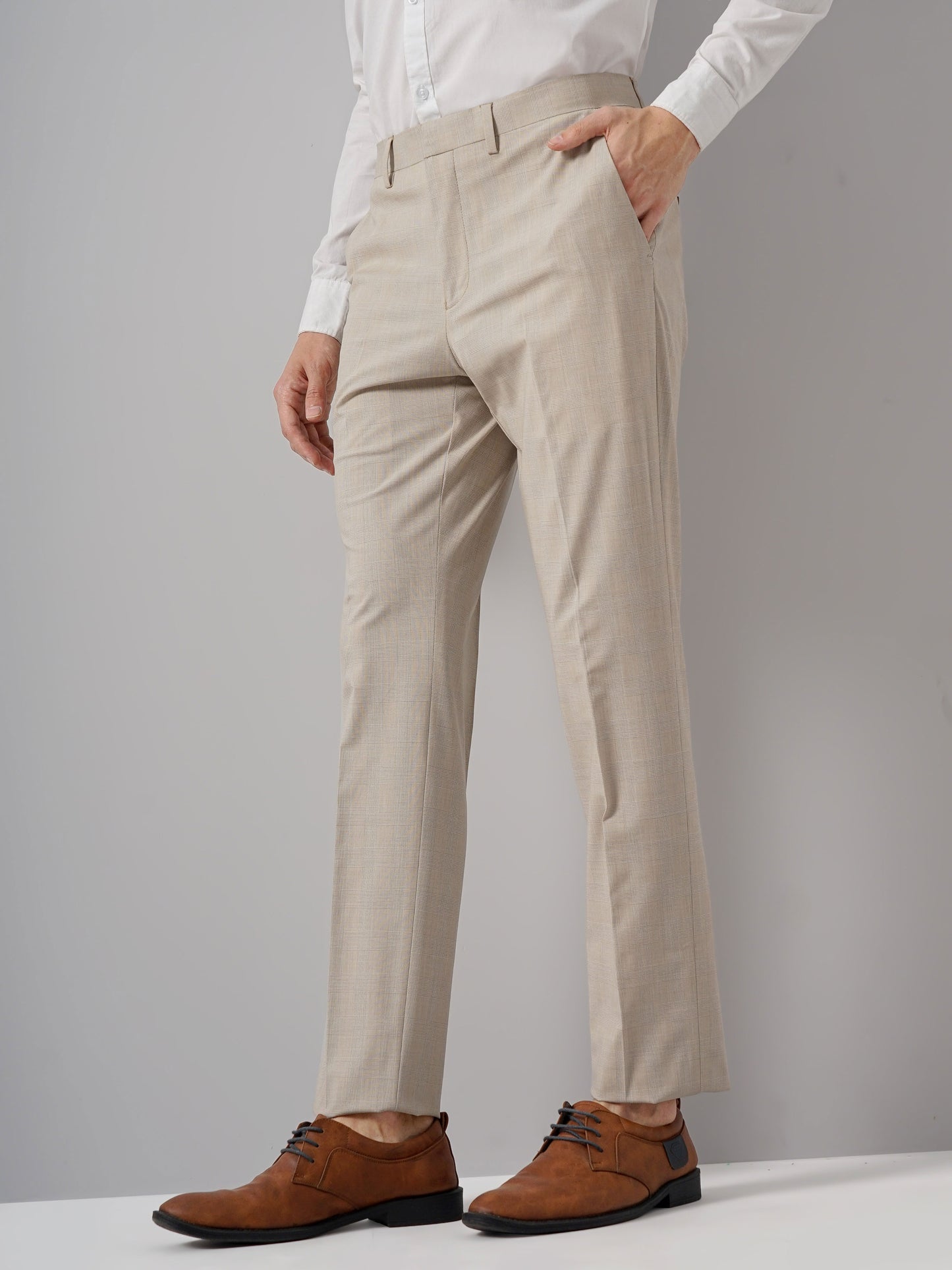 Beige Regular Fit Trousers