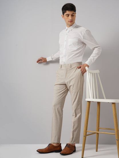 Beige Regular Fit Trousers