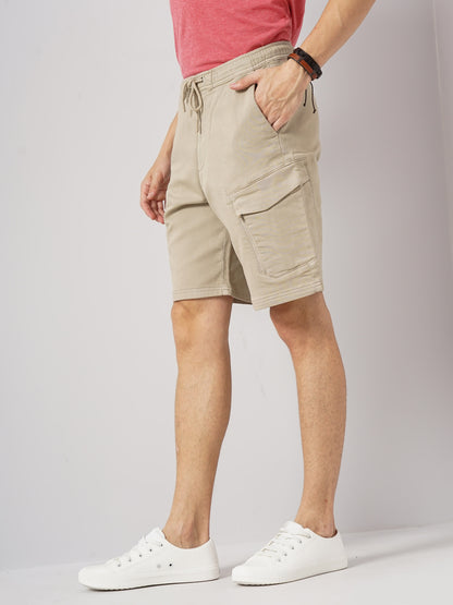 Beige Regular Fit Shorts