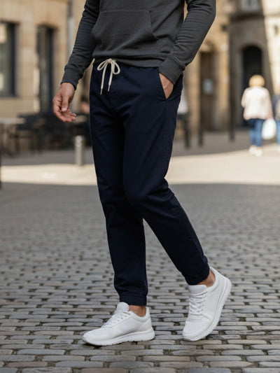 Celio* Men Navy Blue Solid Jogger Fit Cotton Jeans