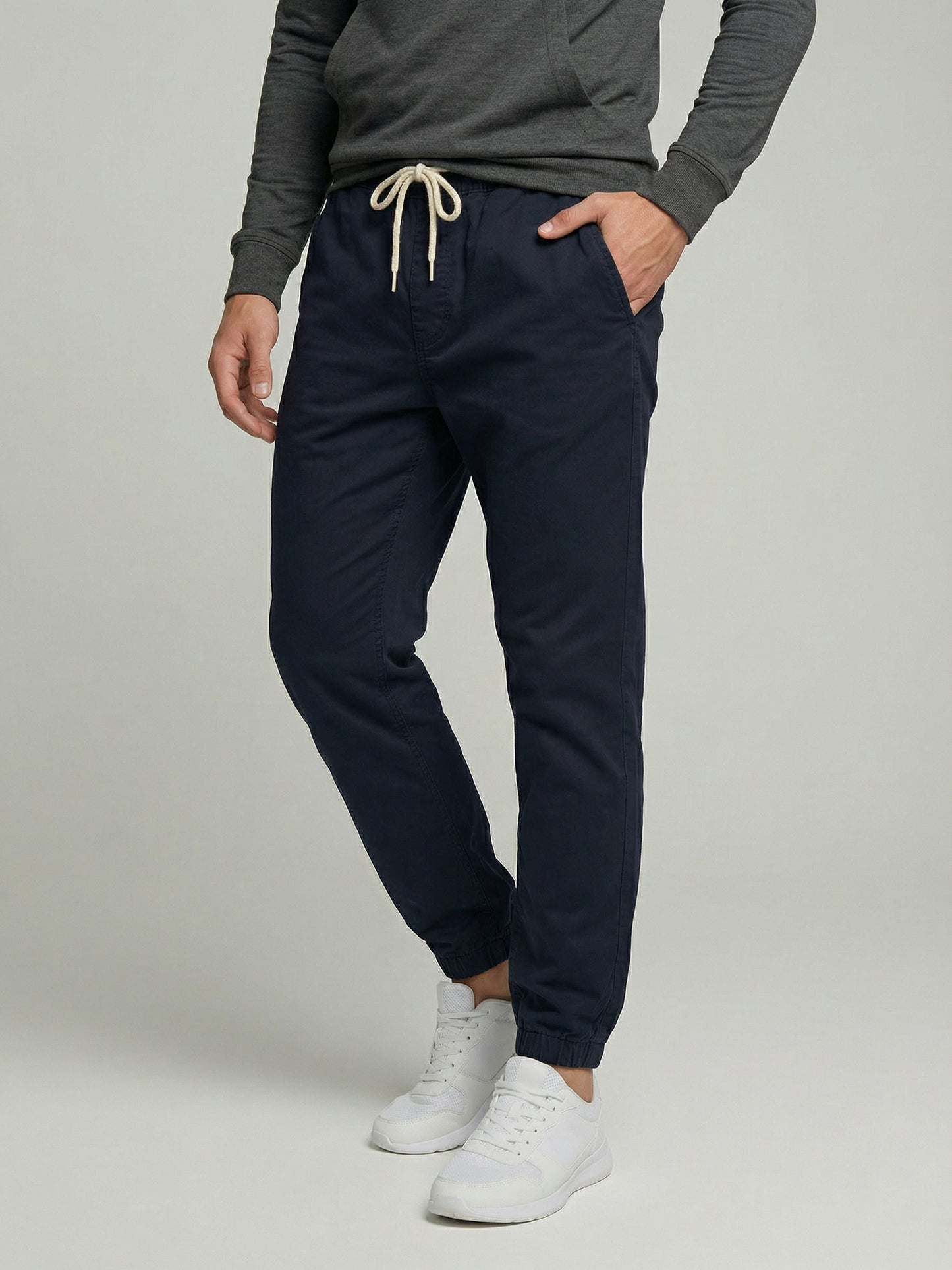Celio* Men Navy Blue Solid Jogger Fit Cotton Jeans