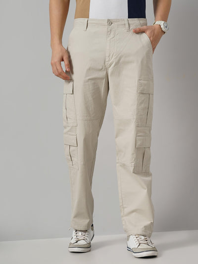 Celio* Cotton Regular Fit Beige Trouser