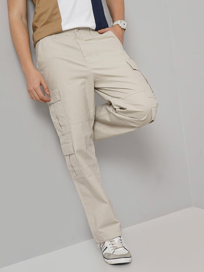 Beige Regular Fit Cargos