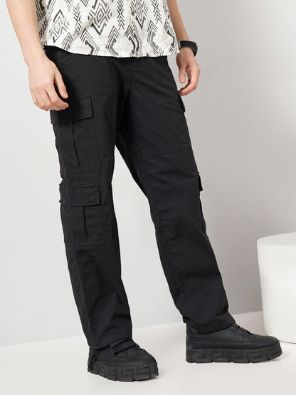 Black Regular Fit Cargos