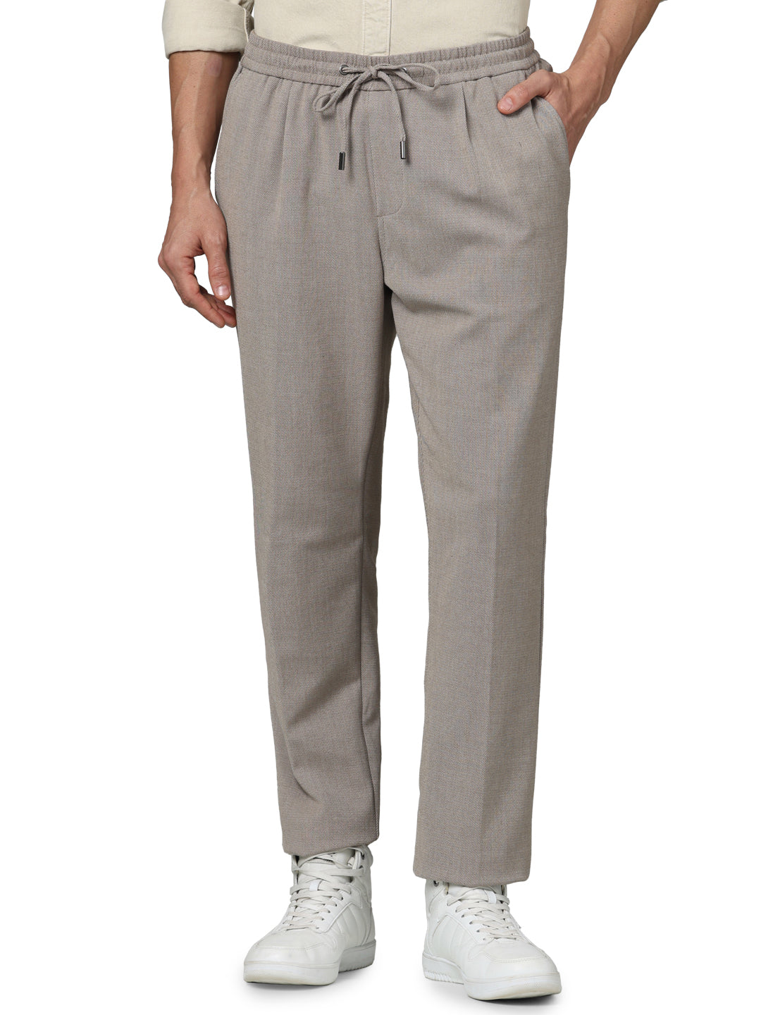 Beige Regular Fit Trousers