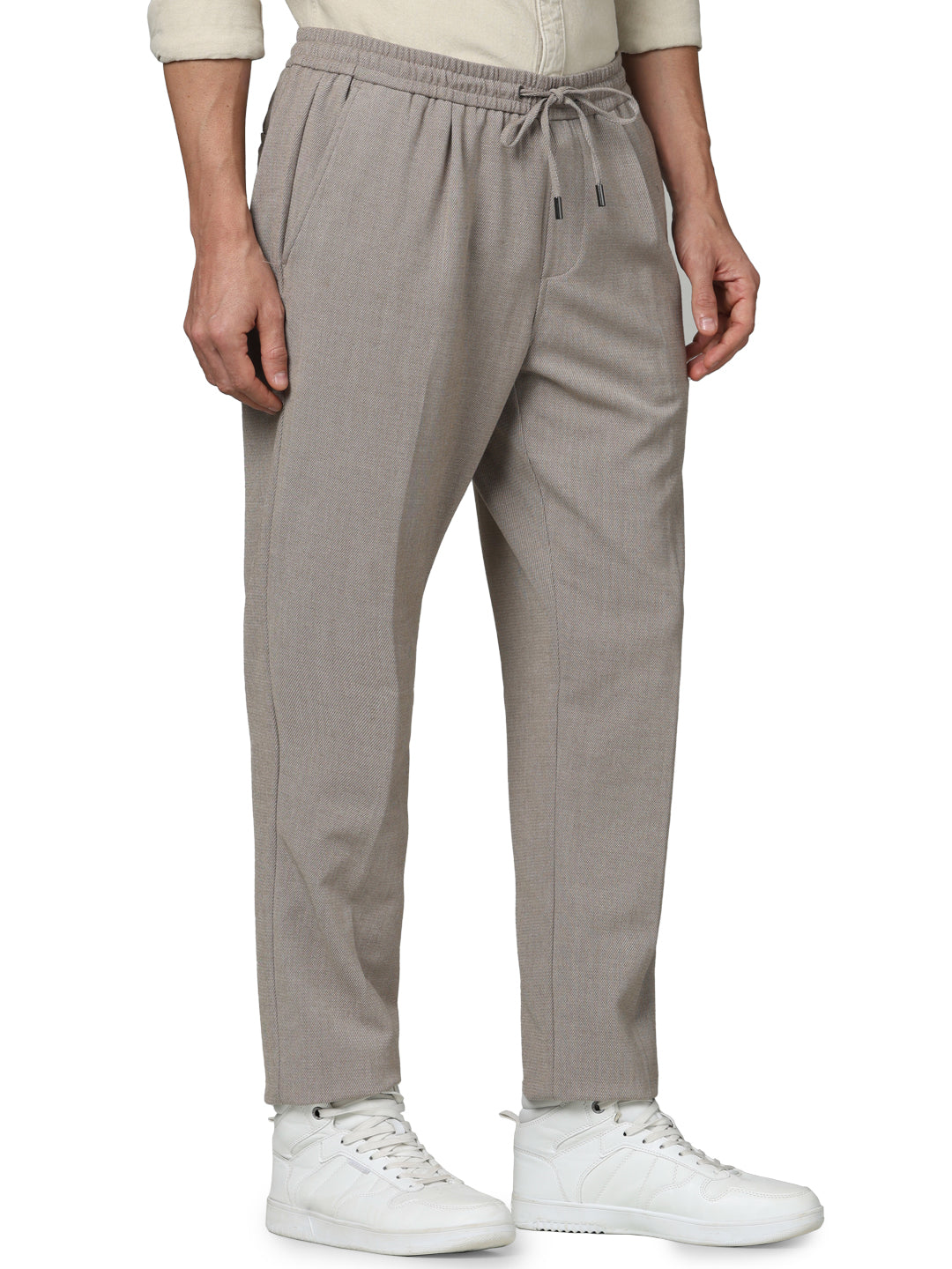 Beige Regular Fit Trousers