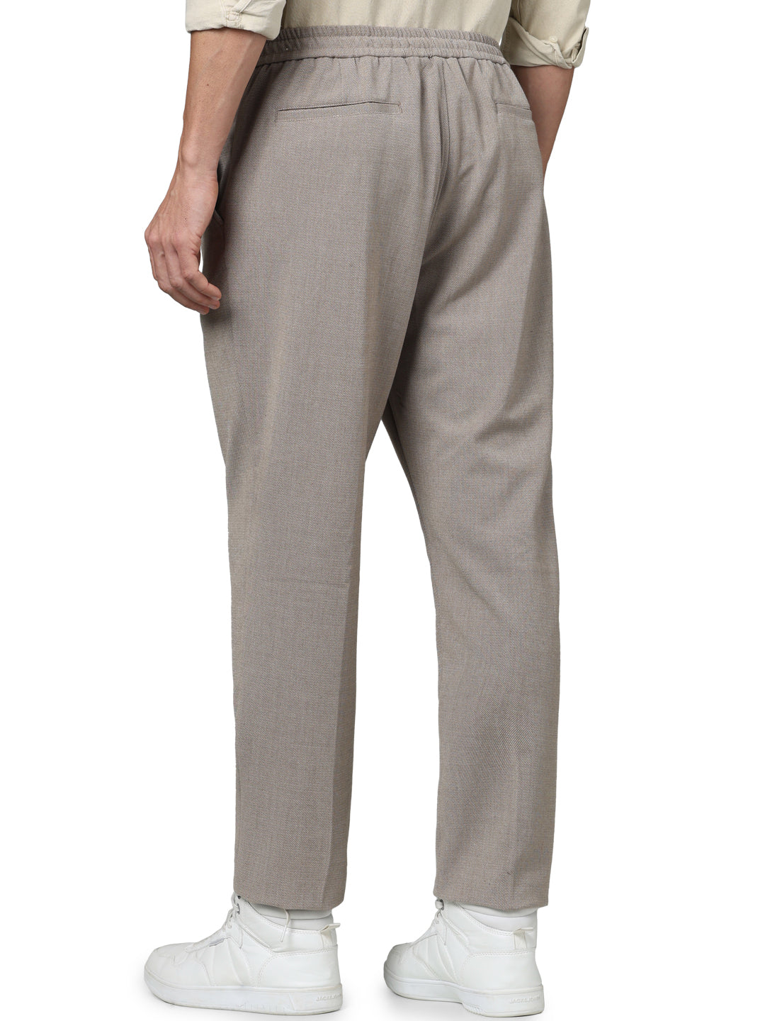 Beige Regular Fit Trousers