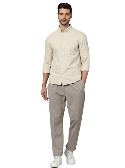 Beige Regular Fit Trousers