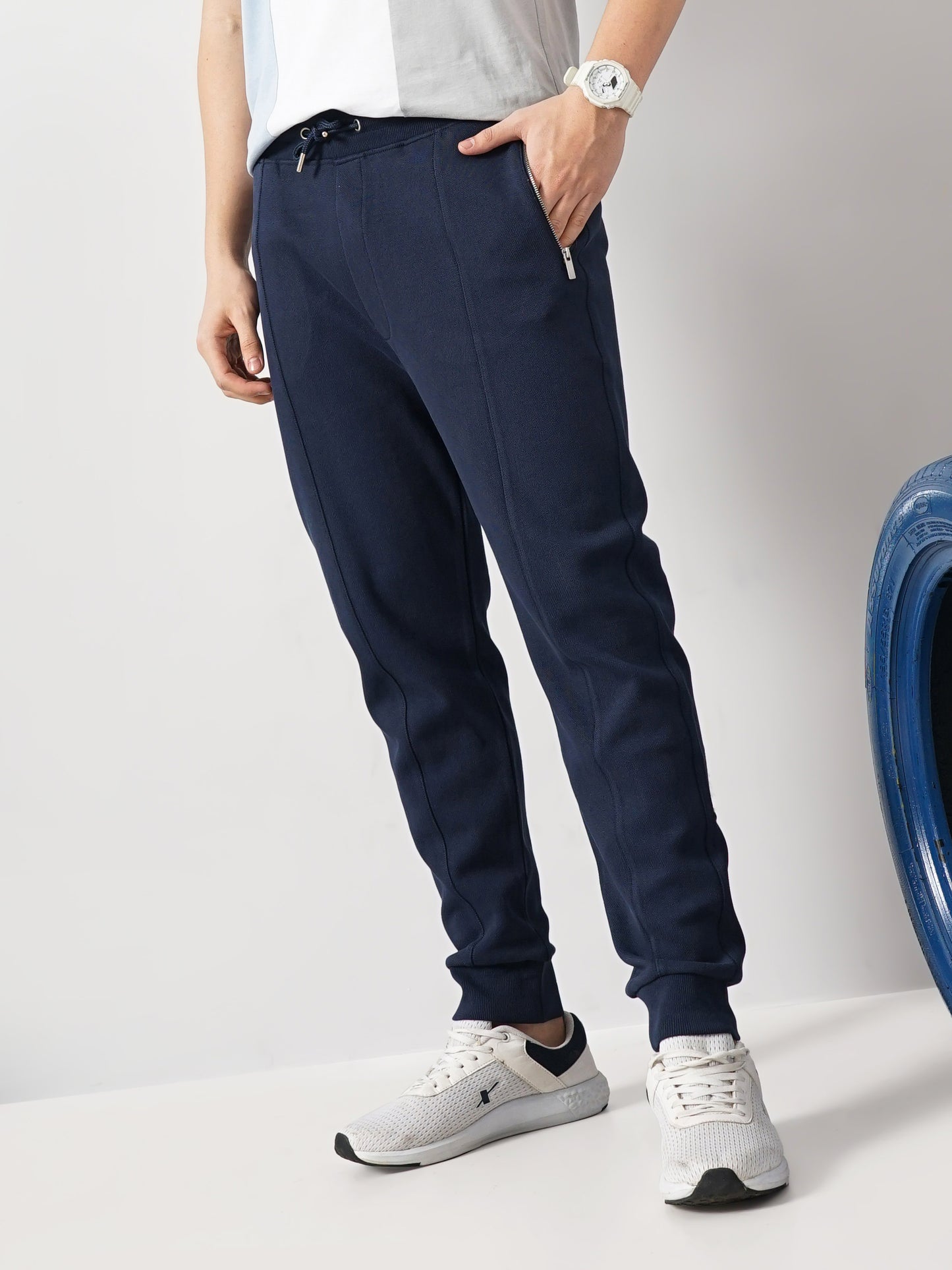 Navy Blue Slim Fit Trousers