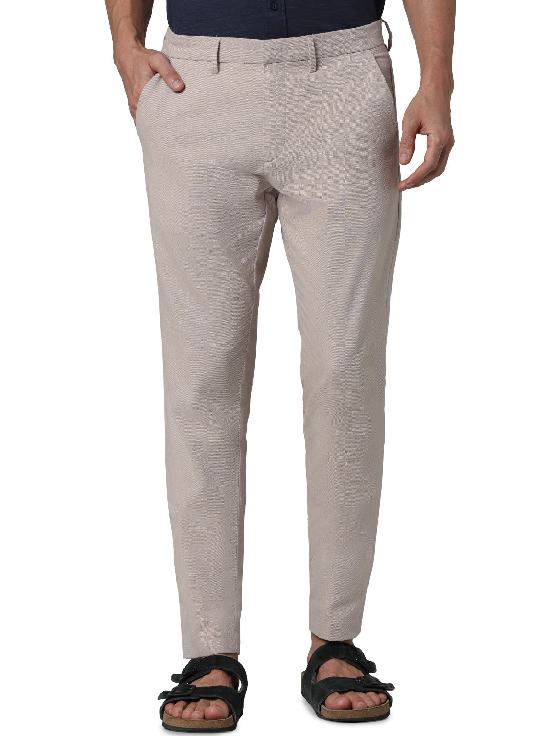 Beige Slim Fit Trousers