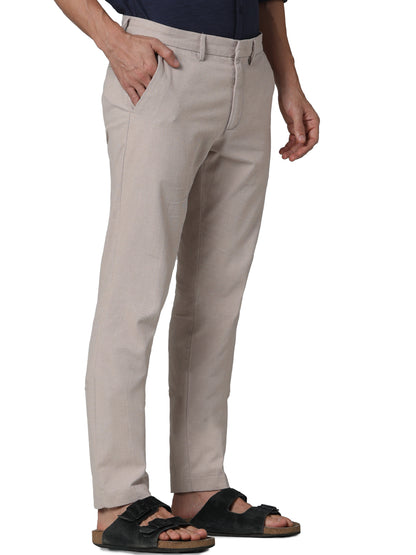 Beige Slim Fit Trousers