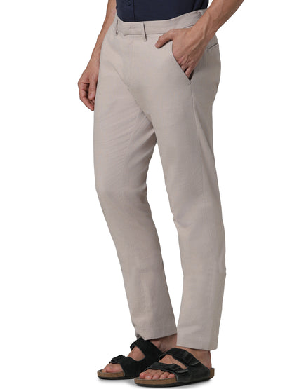 Beige Slim Fit Trousers