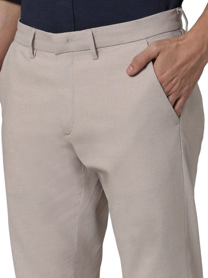 Beige Slim Fit Trousers