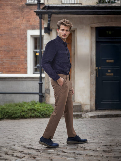Celio* Brown Slim Fit Solid Men Polyester Trousers
